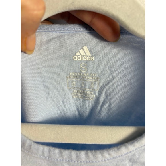 Adidas Floral Logo T-Shirt Light Blue Youth S (7/8) Casual Sporty Tee - Picture 2 of 3